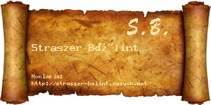 Straszer Bálint névjegykártya